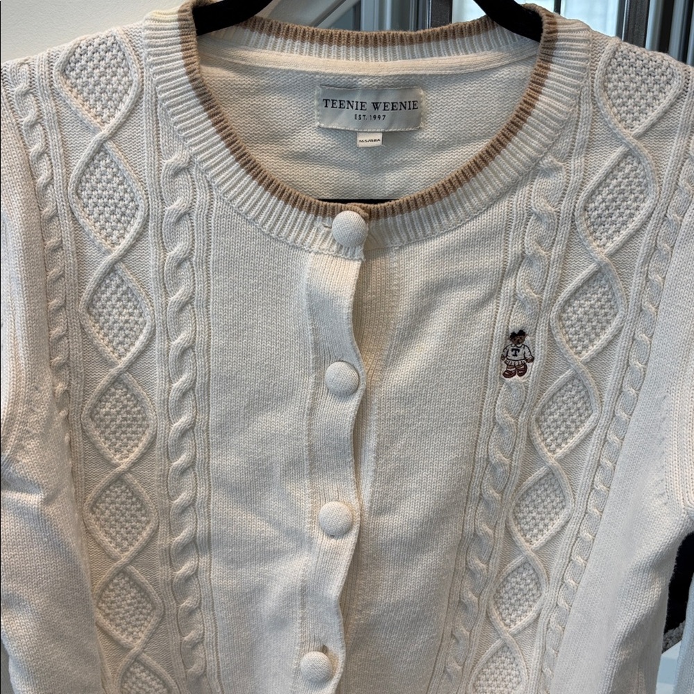 Teenie Weenie Cable Knit Cardigan in Cream